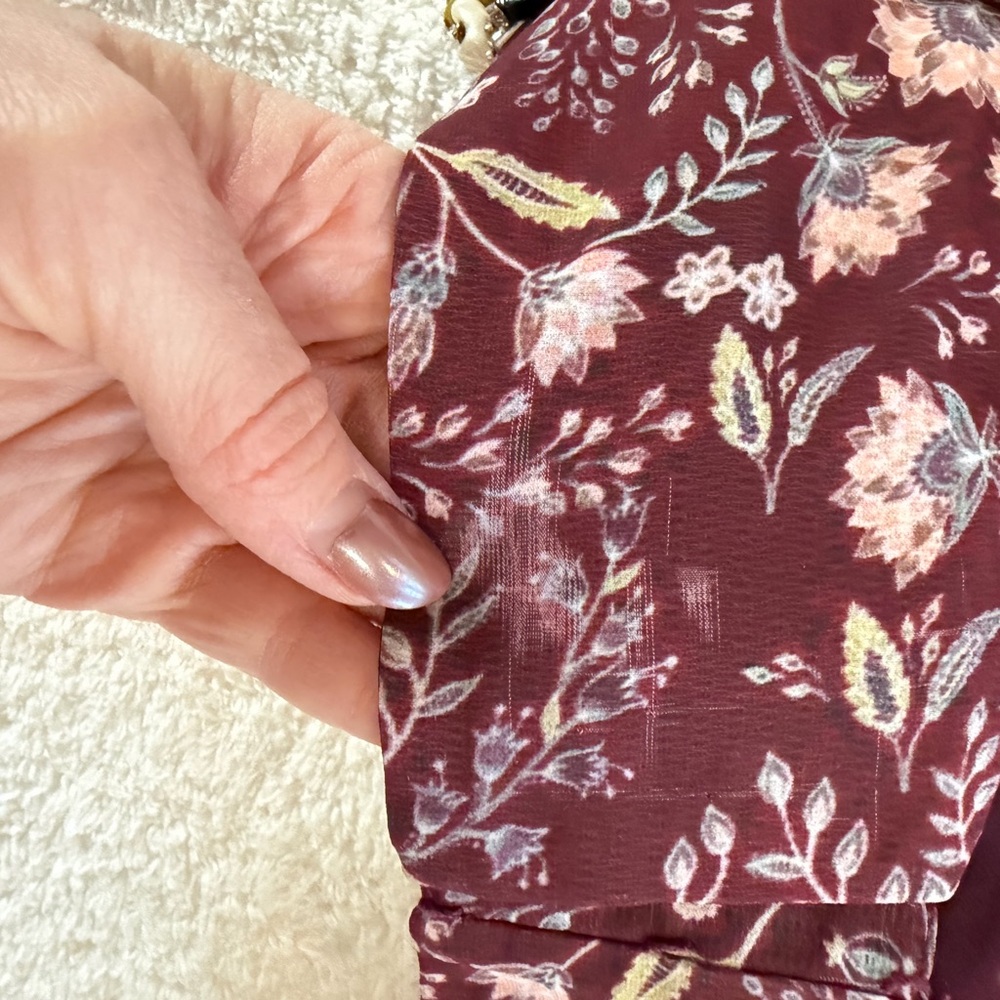Ria Shah Label maroon floral printed cape set - Picture 9 of 9